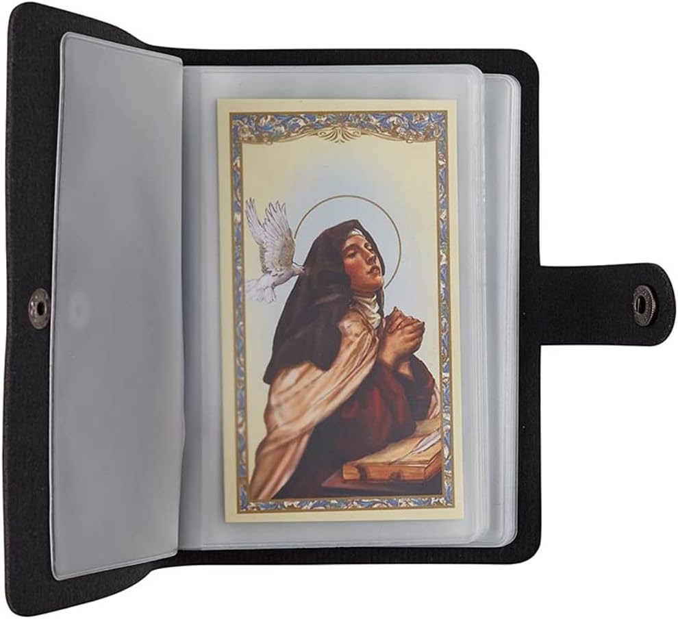 (🎁Last Day 49% OFF)✝️Catholic Genuine Leather Holy Card Holder – Pocket Prayer Card Organizer with Snap Closure