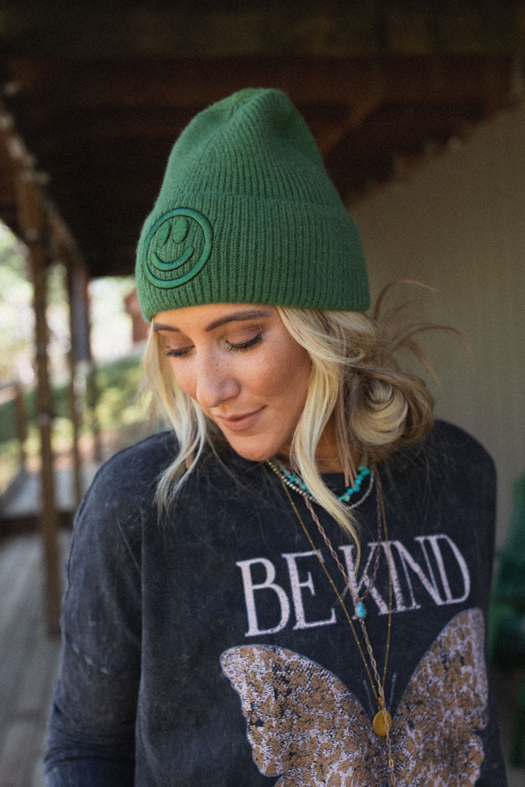 Nesta Smiley Beanie - Green