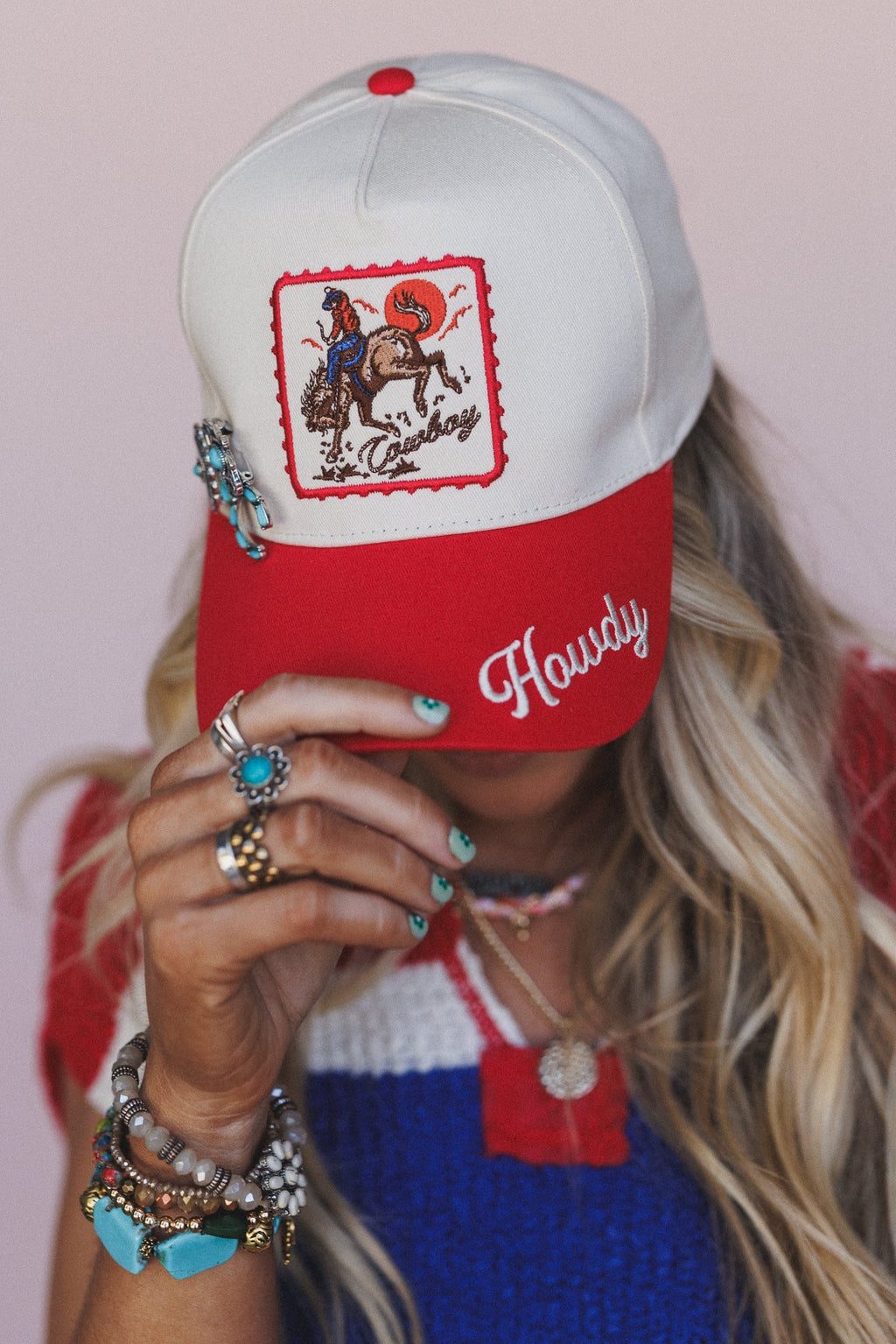 Howdy Cowboy Two Tone Hat - Red