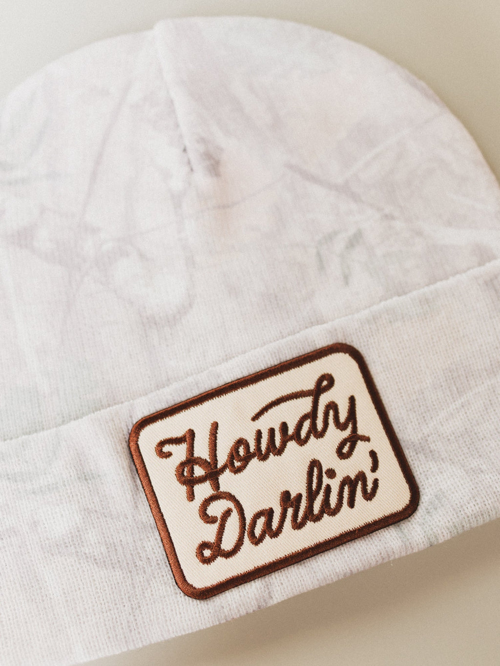 Howdy Darlin Beanie - Beige Camo
