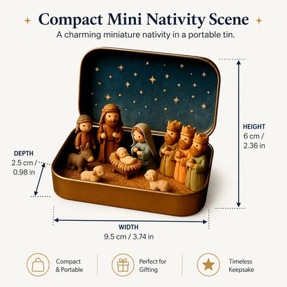 (🎁Last Day 49% OFF)✝️Mini Nativity Scene Keepsake Tin — Pocket-Sized Christmas Holy Family Set