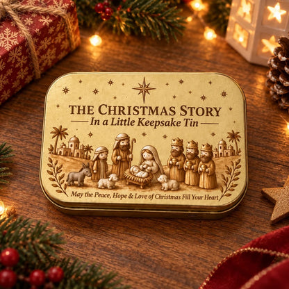 (🎁Last Day 49% OFF)✝️Mini Nativity Scene Keepsake Tin — Pocket-Sized Christmas Holy Family Set