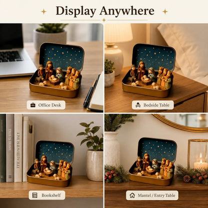 (🎁Last Day 49% OFF)✝️Mini Nativity Scene Keepsake Tin — Pocket-Sized Christmas Holy Family Set