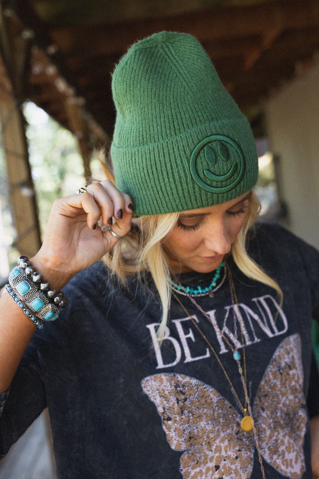 Nesta Smiley Beanie - Green