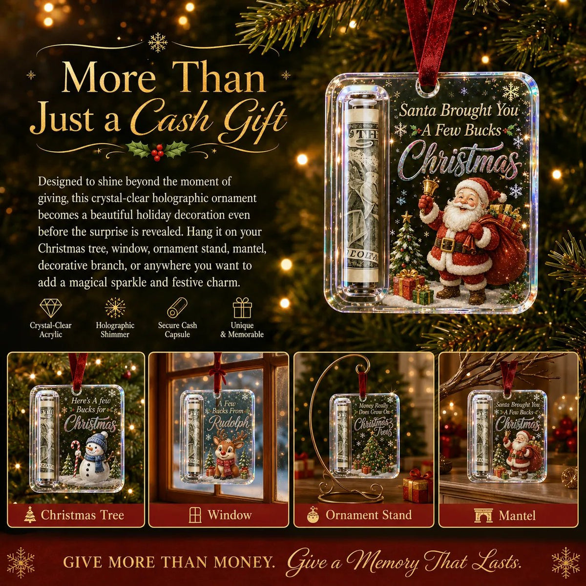 (🎁Last Day 49% OFF)🎄Christmas Cash Gift Ornament- Make Cash Feel Like A Real Christmas Gift💵
