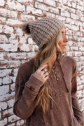 Aspen Waffle Knit Faux Fur Beanie - Mocha