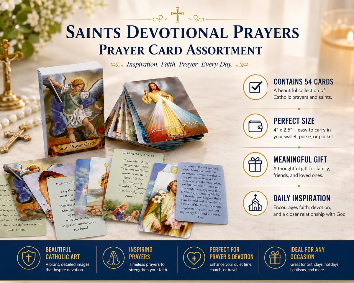 (🎁Last Day 49% OFF)✝️Catholic Genuine Leather Holy Card Holder – Pocket Prayer Card Organizer with Snap Closure
