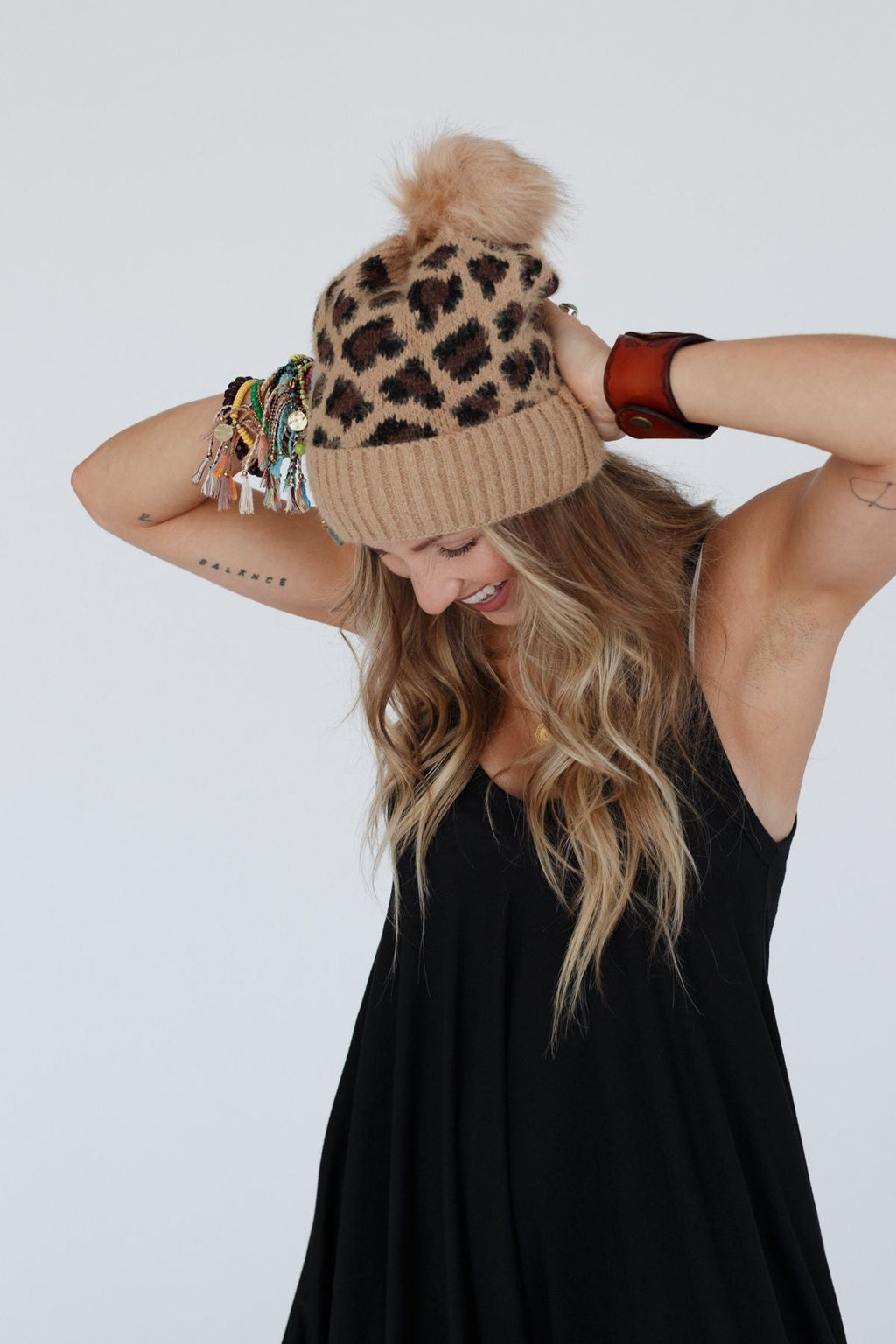 Spot On Leopard Print Beanie - Camel
