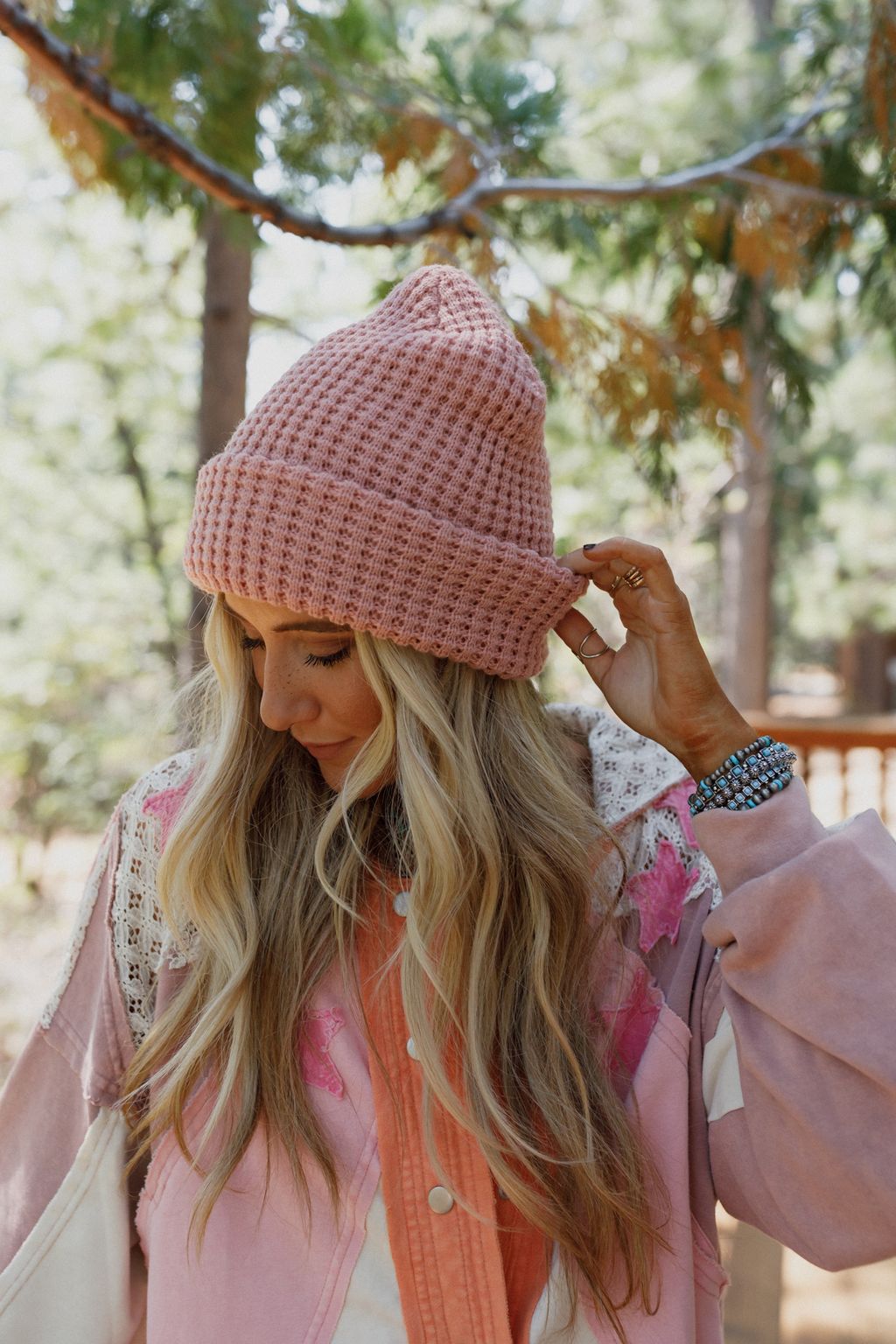Maybelle Waffle Beanie - Rose