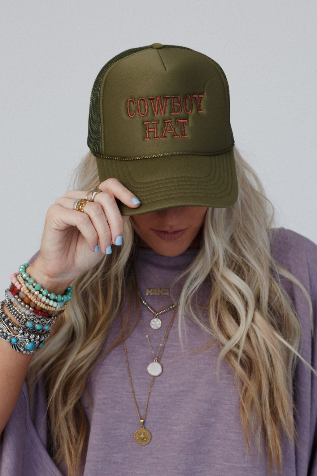 Not Your Cowboy Trucker Hat - Olive