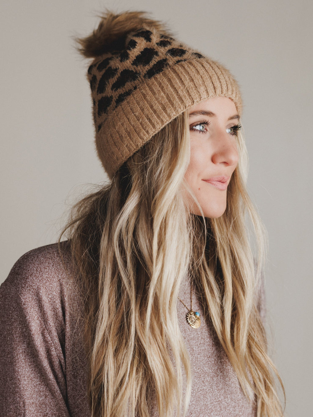 Spot On Leopard Print Beanie - Camel