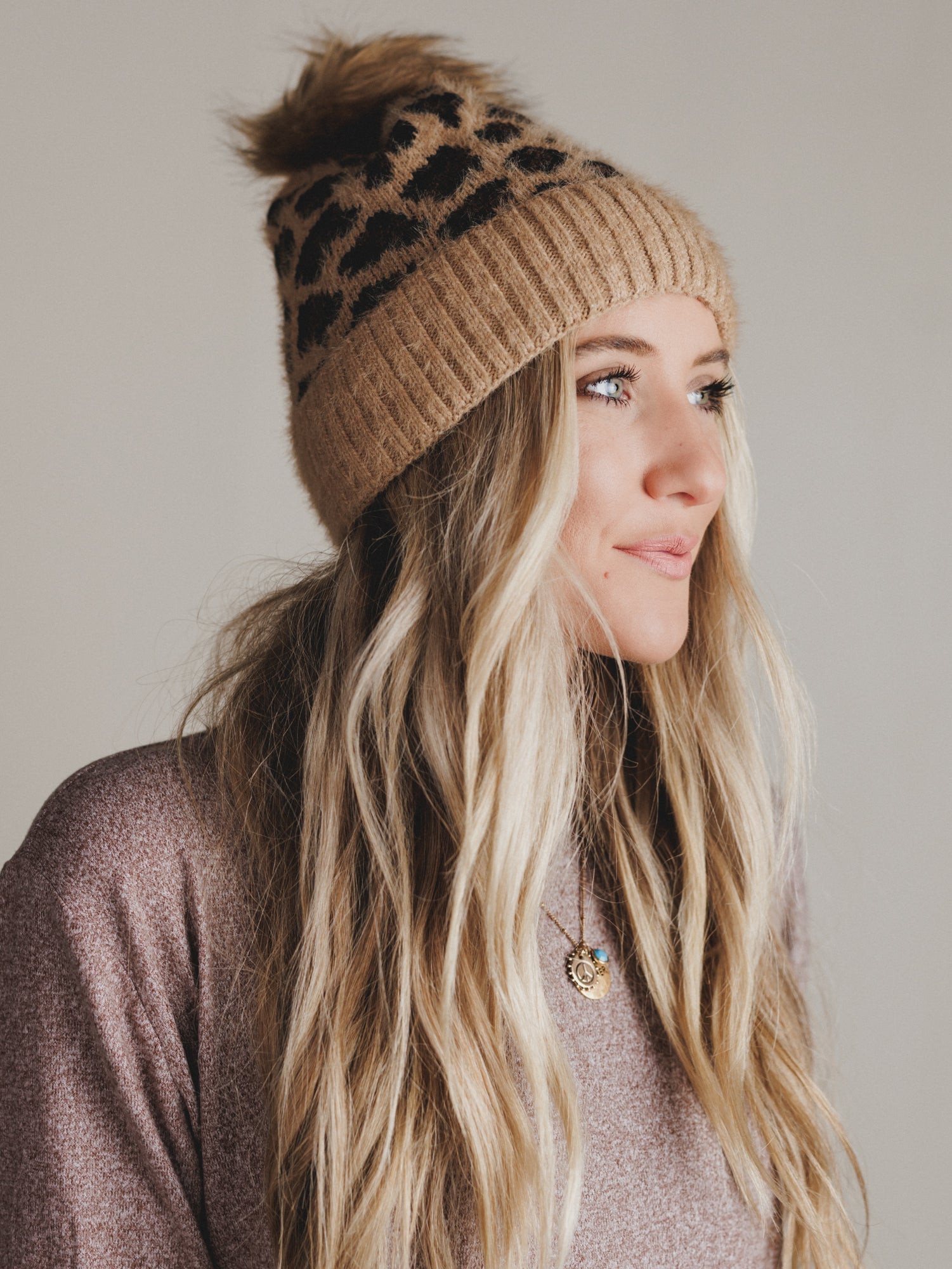 Spot On Leopard Print Beanie - Camel