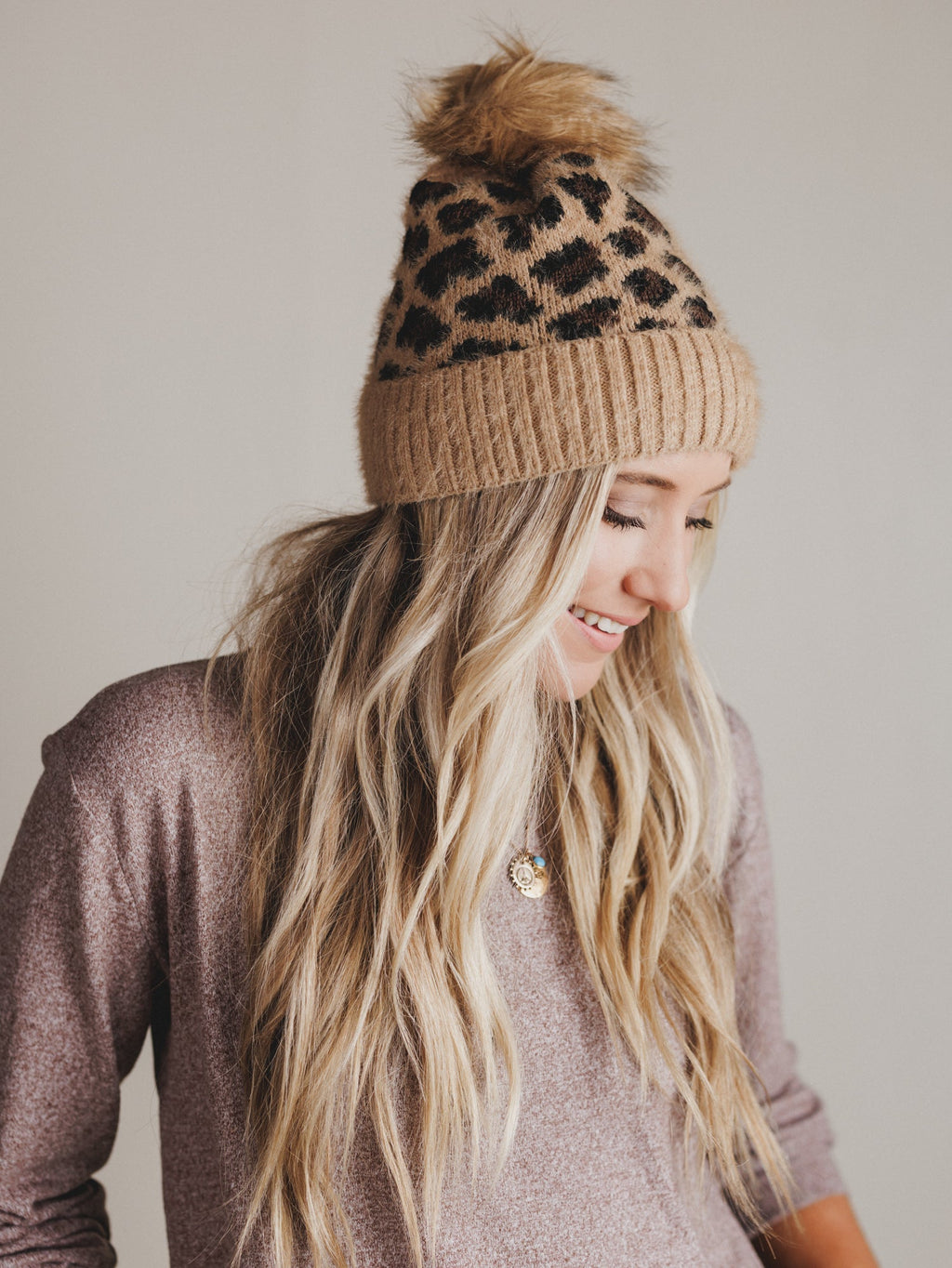Spot On Leopard Print Beanie - Camel