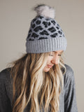 Spot On Leopard Print Beanie - Gray
