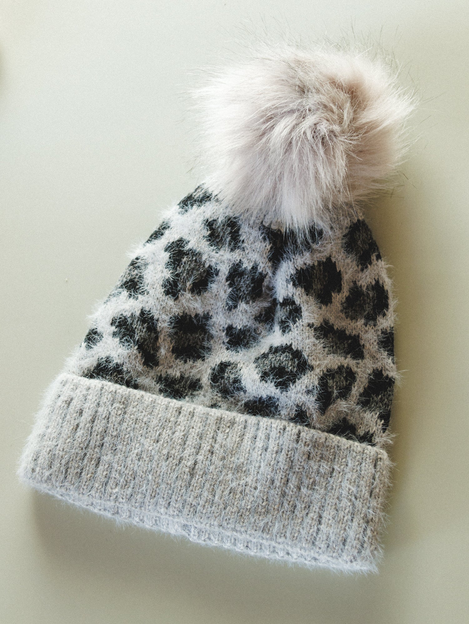 Spot On Leopard Print Beanie - Gray