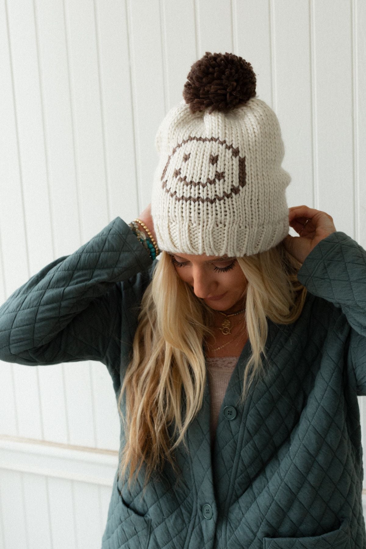 Snuggle Happy Pom Beanie - Ivory