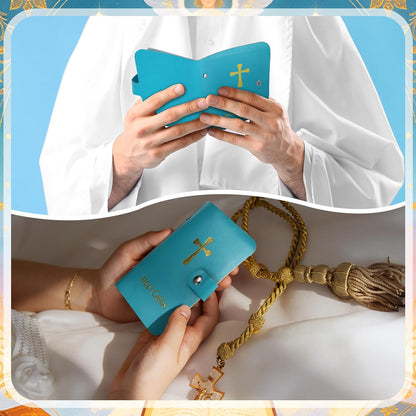 (🎁Last Day 49% OFF)✝️Catholic Genuine Leather Holy Card Holder – Pocket Prayer Card Organizer with Snap Closure
