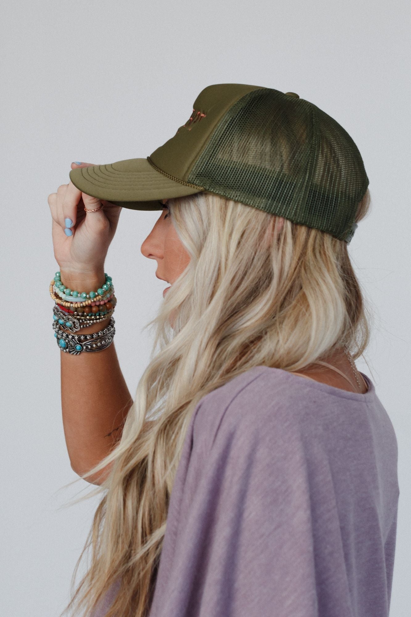 Not Your Cowboy Trucker Hat - Olive