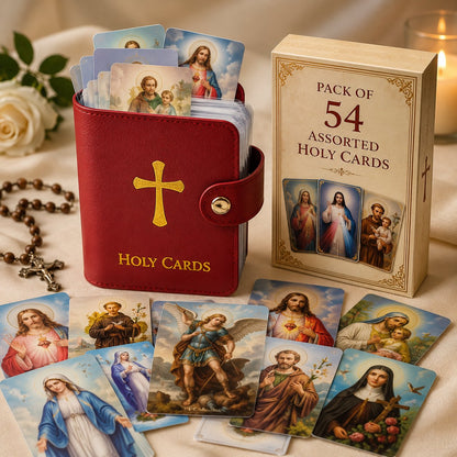(🎁Last Day 49% OFF)✝️Catholic Genuine Leather Holy Card Holder – Pocket Prayer Card Organizer with Snap Closure