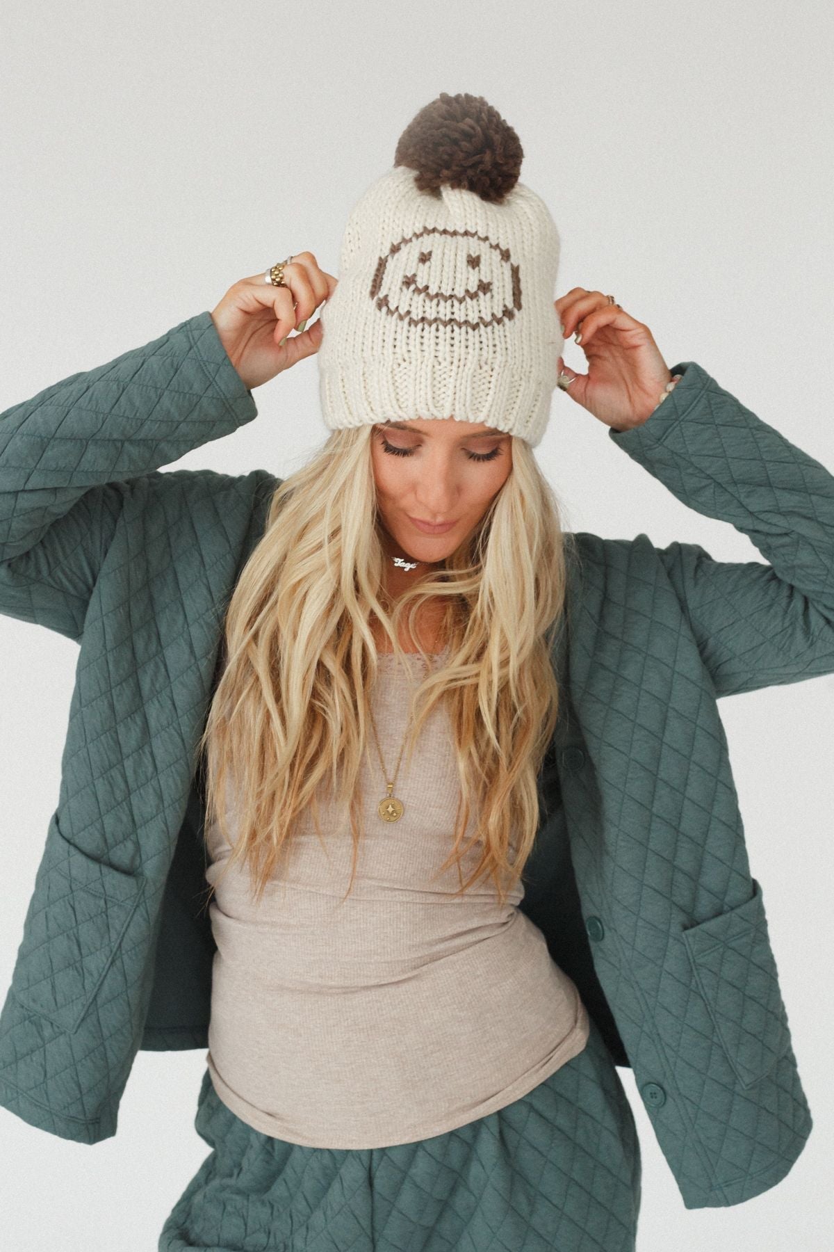 Snuggle Happy Pom Beanie - Ivory