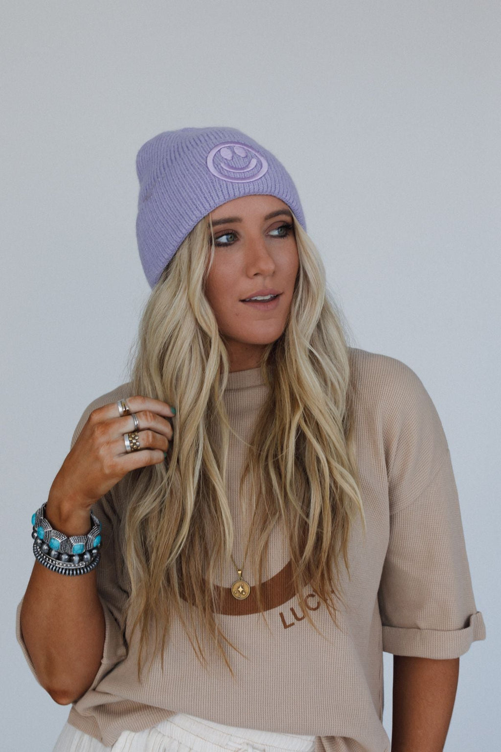 Nesta Smiley Beanie - Lavender