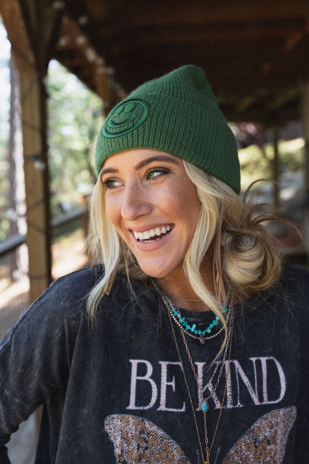 Nesta Smiley Beanie - Green