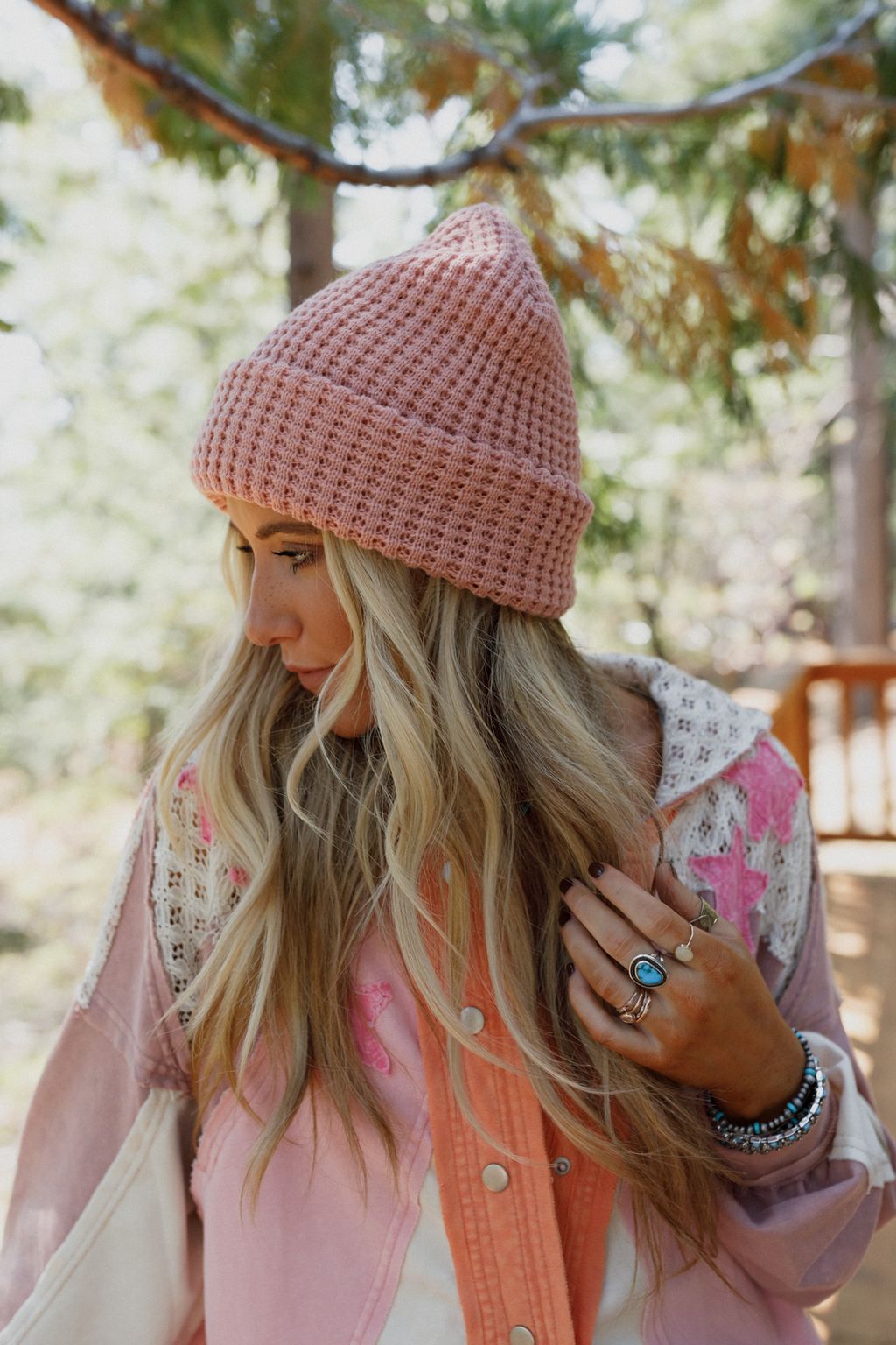 Maybelle Waffle Beanie - Rose