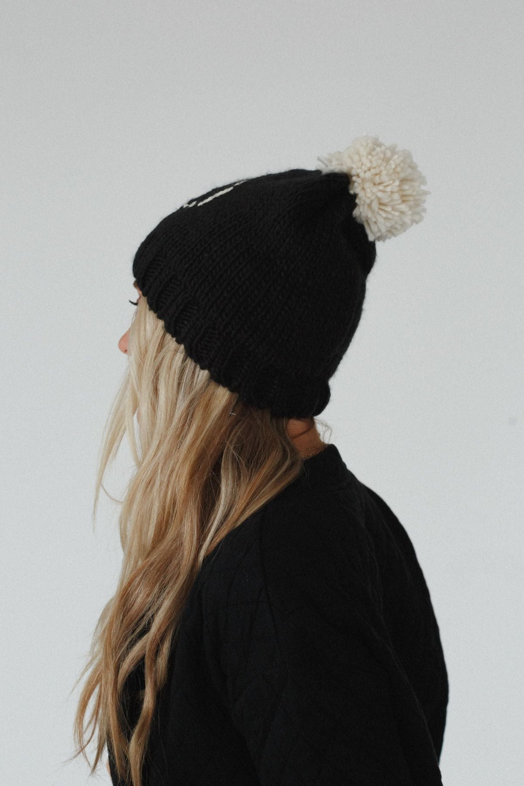 Snuggle Happy Pom Beanie - Black